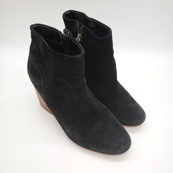 Crown Vintage Black Suede Zip-Up Booties Short Boots Size 9M - Picture 3 of 12